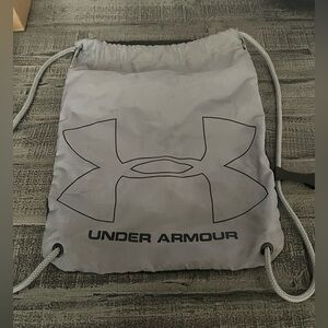 Under Armour Black and Gray Drawstring Backpack 17.5”x13”